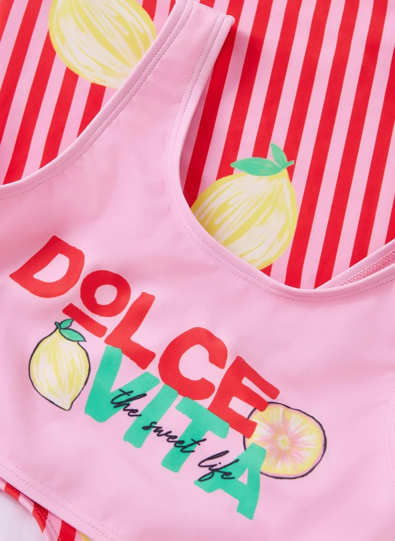 ماتلان 2 Pack Girls Multicolour Lemon Swimming Costumes